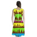 Illustration Abstract Graphic Rainbow Sleeveless Waist Tie Chiffon Dress View2