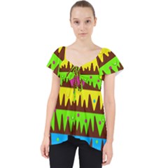 Illustration Abstract Graphic Rainbow Lace Front Dolly Top by HermanTelo