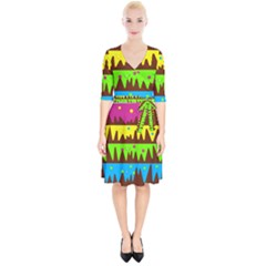 Illustration Abstract Graphic Rainbow Wrap Up Cocktail Dress