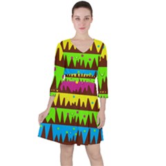 Illustration Abstract Graphic Rainbow Ruffle Dress