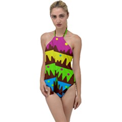 Illustration Abstract Graphic Rainbow Go With The Flow One Piece Swimsuit