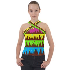 Illustration Abstract Graphic Rainbow Cross Neck Velour Top by HermanTelo