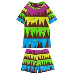 Illustration Abstract Graphic Rainbow Kids  Swim Tee And Shorts Set