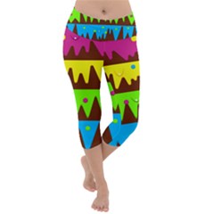 Illustration Abstract Graphic Rainbow Lightweight Velour Capri Yoga Leggings by HermanTelo