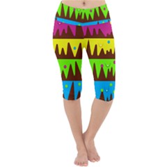 Illustration Abstract Graphic Rainbow Lightweight Velour Cropped Yoga Leggings