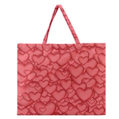 Hearts Love Valentine Zipper Large Tote Bag