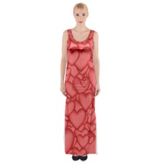 Hearts Love Valentine Maxi Thigh Split Dress