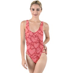 Hearts Love Valentine High Leg Strappy Swimsuit by HermanTelo