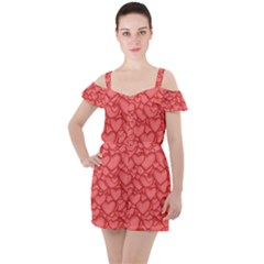 Hearts Love Valentine Ruffle Cut Out Chiffon Playsuit