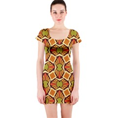 Geometry Shape Retro Short Sleeve Bodycon Dress