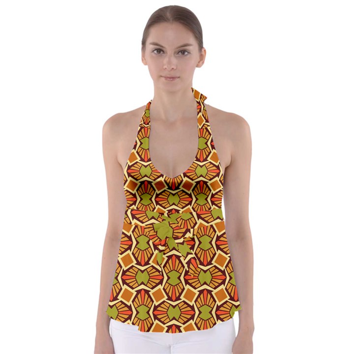 Geometry Shape Retro Babydoll Tankini Top