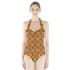 Geometry Shape Retro Halter Swimsuit