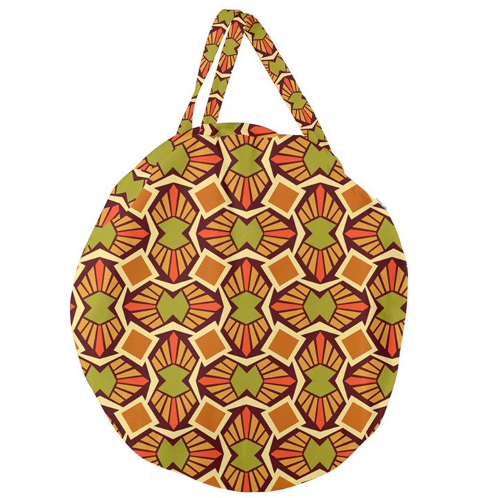 Geometry Shape Retro Giant Round Zipper Tote