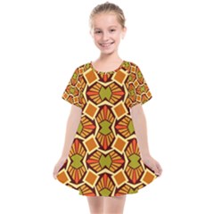 Geometry Shape Retro Kids  Smock Dress