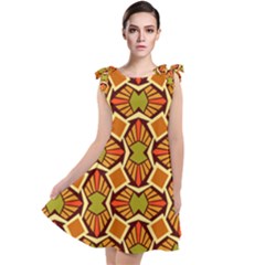 Geometry Shape Retro Tie Up Tunic Dress