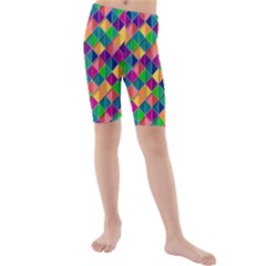 Geometric Triangle Kids  Mid Length Swim Shorts