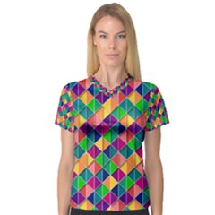 Geometric Triangle V-neck Sport Mesh Tee