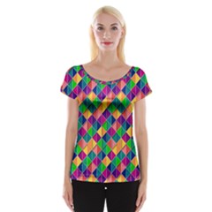 Geometric Triangle Cap Sleeve Top