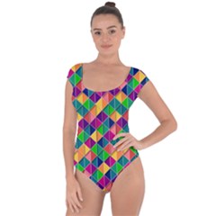 Geometric Triangle Short Sleeve Leotard 