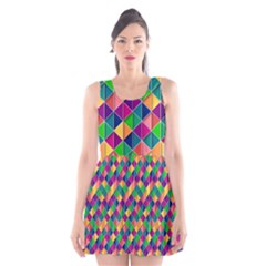 Geometric Triangle Scoop Neck Skater Dress by HermanTelo