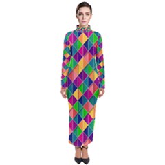 Geometric Triangle Turtleneck Maxi Dress