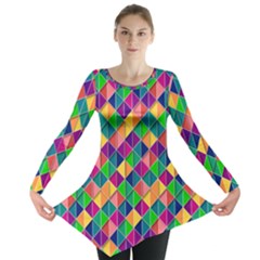 Geometric Triangle Long Sleeve Tunic  by HermanTelo