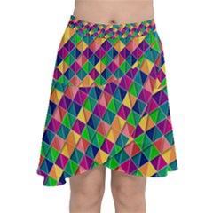 Geometric Triangle Chiffon Wrap Front Skirt by HermanTelo