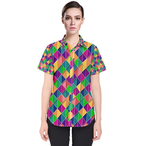 Geometric Triangle Women s Short Sleeve Shirt by HermanTelo