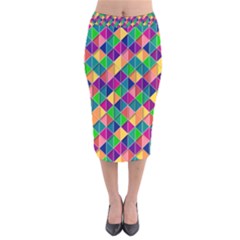 Geometric Triangle Velvet Midi Pencil Skirt by HermanTelo