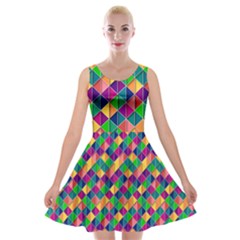 Geometric Triangle Velvet Skater Dress