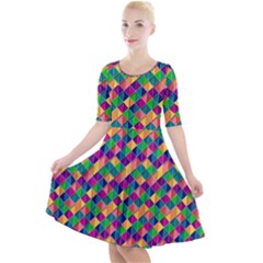 Geometric Triangle Quarter Sleeve A-line Dress by HermanTelo