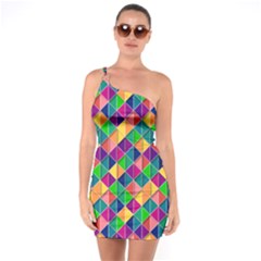 Geometric Triangle One Soulder Bodycon Dress