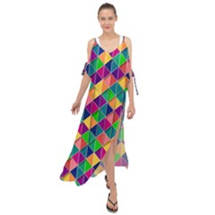 Geometric Triangle Maxi Chiffon Cover Up Dress