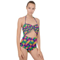 Geometric Triangle Scallop Top Cut Out Swimsuit