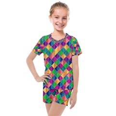 Geometric Triangle Kids  Mesh Tee And Shorts Set