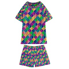 Geometric Triangle Kids  Swim Tee And Shorts Set