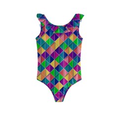 Geometric Triangle Kids  Frill Swimsuit