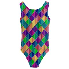 Geometric Triangle Kids  Cut-out Back One Piece Swimsuit