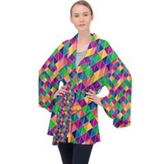 Geometric Triangle Velvet Kimono Robe