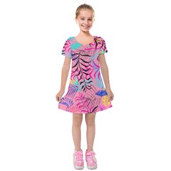 Illustration Reason Leaves Kids  Short Sleeve Velvet Dress