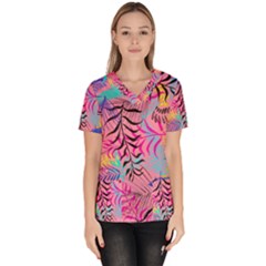 Illustration Reason Leaves Women s V-neck Scrub Top