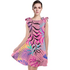 Illustration Reason Leaves Tie Up Tunic Dress