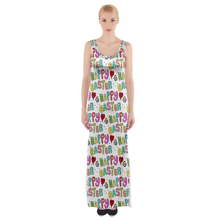 Holidays Happy Easter Maxi Thigh Split Dress