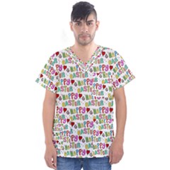 Holidays Happy Easter Men s V-neck Scrub Top