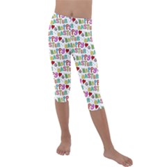 Holidays Happy Easter Kids  Lightweight Velour Capri Leggings 