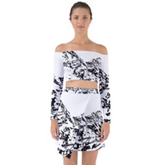 Mountain Ink Off Shoulder Top With Skirt Set