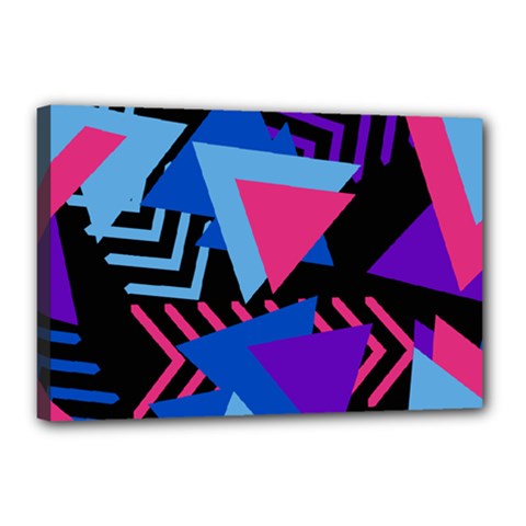 Memphis Pattern Geometric Abstract Canvas 18  X 12  (stretched) by HermanTelo