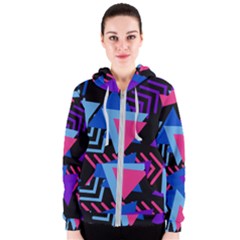 Memphis Pattern Geometric Abstract Women s Zipper Hoodie