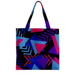 Memphis Pattern Geometric Abstract Zipper Grocery Tote Bag