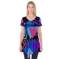 Memphis Pattern Geometric Abstract Short Sleeve Tunic 